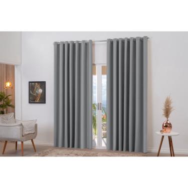 Imagem de Cortina Blackout Cinza Franzida 6M X 2,60M Decoração Luxo