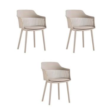 Imagem de Kit 3 Cadeiras Jantar Marcela Nude Polipropileno Rivatti