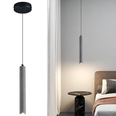 Imagem de ADCTHOME Luminária Pendente Linear Preta De Concreto, Luminária Pendente Industrial Moderna De Cimento Para Cozinha, Ilha, Sala De Jantar, Quarto, Mesa De Cabeceira (Pacote Com 2)