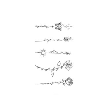 Imagem de Tatuagens legais, borboletas, rosas, montanhas, sol, tatuagens de borboletas, resistentes à água, duram de 1 a 2 semanas, aparência de tatuagem real, resiliência,18 x 11 cm