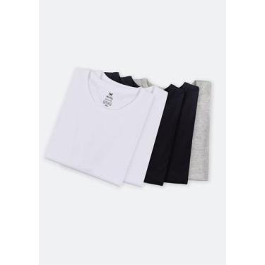 Imagem de Kit Com 5 Camisetas Masculinas Básicas Slim - Hering, G, Branco, Preto