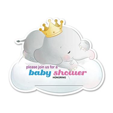 Imagem de Opomzk Convites de festa de chá de bebê de elefante com envelopes, conjunto de 20 convites em forma de elefante, aniversário, chá de bebê, convites para festas, lembrancinhas, dupla face
