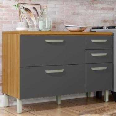 Imagem de Balcão de Cozinha Com tampo 2 Portas 3 Gavetas 100 MDF - Faura, Nature