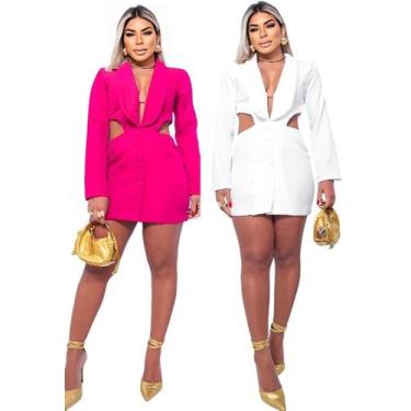 Imagem de Vestido Feminino Curto Moda Alfaiataria Manga Longa Festa - RANNI, Ver