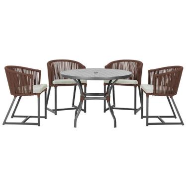 Imagem de Mesa com 4 Cadeiras de Jantar Roma 100cm e Noronha em Aluminío