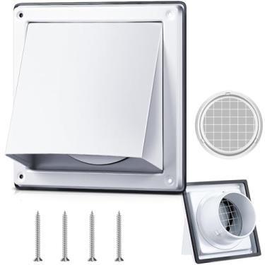 Imagem de Gisafai Tampa de ventilação do secador paredes externas exaustor exaustor tampa de ventilação de aço inoxidável capa acolchoada sem retorno aba com tela de grade de vedação (10 cm, branco)