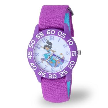 Imagem de Disney Relógio de quartzo analógico Aladdin com pulseira de nylon, roxo, 15,9 (modelo: WDS000655)