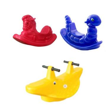 Imagem de Gangorra Infantil Jacaré Amarelo Cavalo vermelho Minhoca Azul Colorido