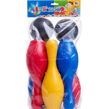 Imagem de Jogo de Boliche Infantil, 6 Pinos Coloridos 28cm e 2 Bolas 10cm, Brinquedo Educativo