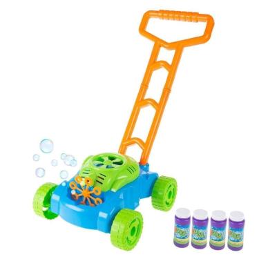 Imagem de Carrinho Lança Bolhas Infantil, Máquina Lançador De Bolhas, Mania De Sabão, Empurrador Soprador Automático, Luxo.