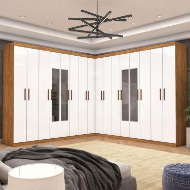 Imagem de Closet Casal Duplo Rubi Premium 16 Portas C/espelho 8 Gaveta Cinamomo Branco