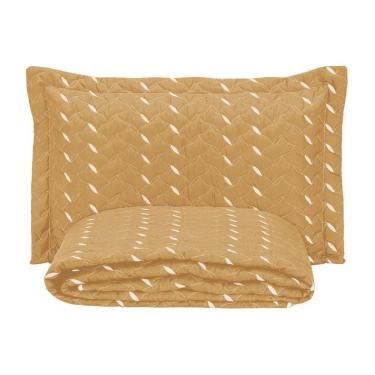 Imagem de Cobre Leito Solteiro Heitor Bordado Hipercal 400 Fios 2 Peças - Amarelo