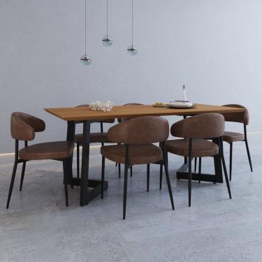 Imagem de Conjunto para Cozinha com 6 Cadeiras Toronto Whisky/Mel/Preto