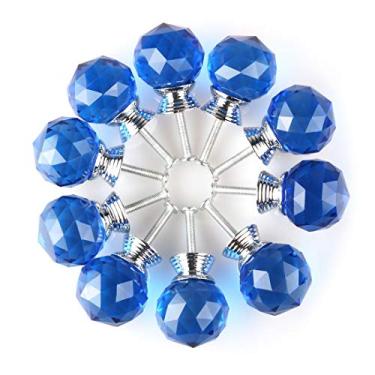 Imagem de BNYZWOT Puxador de gaveta de porta de armário de cozinha de 30 mm de forma redonda com parafusos, 10 peças, azul