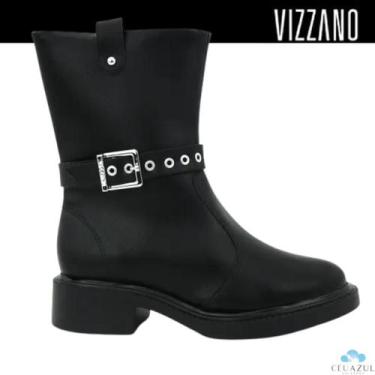 Imagem de Bota Feminina Vizzano Preta Cano Médio Fivela Estilosa, Preto 01, 37