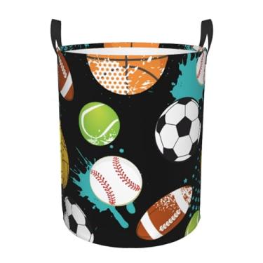 Imagem de Cesta de roupa suja de beisebol, cesto de roupa suja de softball, para quarto, banheiro, faculdade, dormitório, berçário, organizador de brinquedos, cesta de armazenamento redonda para presentes (bola
