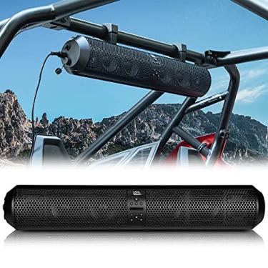 Imagem de Kemimoto Barra de som UTV Soundbar Bluetooth RZR à prova d'água SxS barra de som 71 cm de largura 2X Tweeter e subwoofer 4X 500W amplificador de 3,5 mm entrada auxiliar controle sem fio funciona para barra de rolo de 1,5 polegadas - 2,2 polegadas
