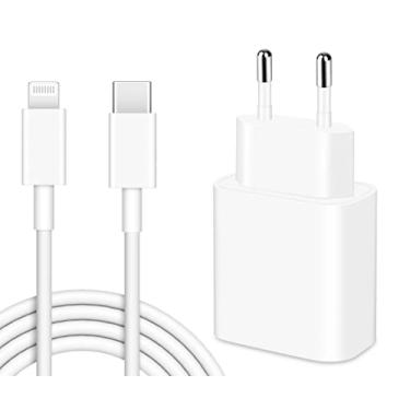 Imagem de European Travel Plug Adapter, 20W Apple Fast Charger USB C Wall Charger Block with 10FT USB-C to Lighting Cable for iPhone 14/13/12/11 Pro Max/XS/XR, iPad, Europe EU Power Plug Type C Adaptor Charger