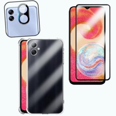 Imagem de Kit Capinha Antishock Transparente + Película de Vidro 3D + Lente Câmera para Galaxy A04E