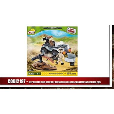 Imagem de Jeep Militar Com Boneco E Acessorios Blocos Para Montar Com 100 Pçs COBI Blocos de Montar Cinza