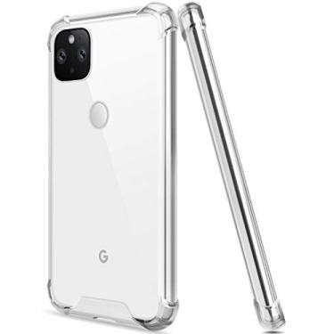 Imagem de SALAWAT Capa para Google Pixel 5, capa de telefone fina gradiente transparente com amortecedor de TPU reforçado capa protetora à prova de choque para Google Pixel 5 6,0 polegadas 2020 (transparente)