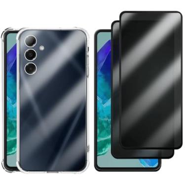 Imagem de Kit Capa + 2 Películas de Privacidade 3D para Samsung Galaxy M55 5G | Anti-Impacto | Transparente | Capinha Transparente + Película Anti Espião Para Samsung Galaxy M55