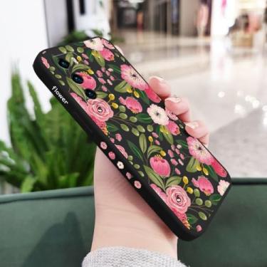 Imagem de Capa de celular com estampa de flores para Huawei P40 P50 P30 P20 Pro Lite Nova 10 10SE 9 9SE Mate 50 50E 40 30 20 Pro Lite, preta 2, para P Smart 2021