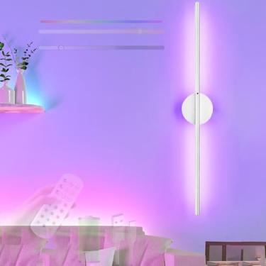 Imagem de GZZBMY Iluminação de parede LED interna operada por bateria lâmpada de parede recarregável por USB com controle remoto e interruptor de toque RGB regulável sem fio arandela de parede rotação de 350°