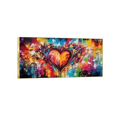 Imagem de Arte de parede em tela de graffiti - Pintura colorida abstrata - Impressões e pôsteres de arte de grafite de coração - Imagem de arte moderna para sala de estar decoração de casa 20 x 40 cm 8 x 16