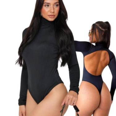 Imagem de Body Suplex Costa Aberta Manga Longa Gola Alta Moda Gringa Blogueira I