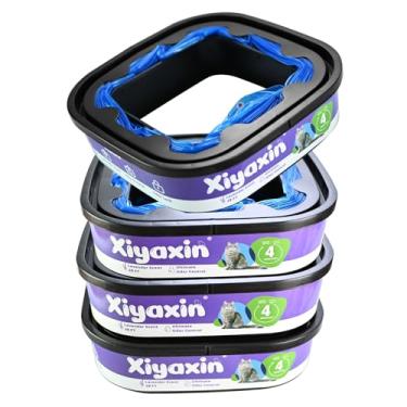 Imagem de Cartucho de refil de areia para gatos pacote com 4 28 pés, compatível com refis de balde Pet Genie Standard/Plus/Style, controle de odor de 7 camadas e sacos de lixo à prova de vazamento, dura até 64