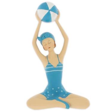 Imagem de The Bridge Collection Retro Beach Lady Figurine with Beach Ball - Classic Summer Figurine with Polka Dot Swimsuit - Classic Poolside Lady in Vintage Pose