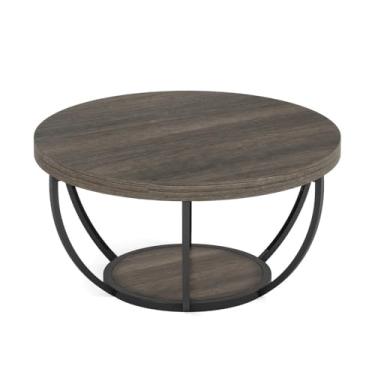 Imagem de Mesa de centro redonda moldura de metal para casa moderna sofá de madeira mesa lateral mesa de chá mesa lateral mesa lateral