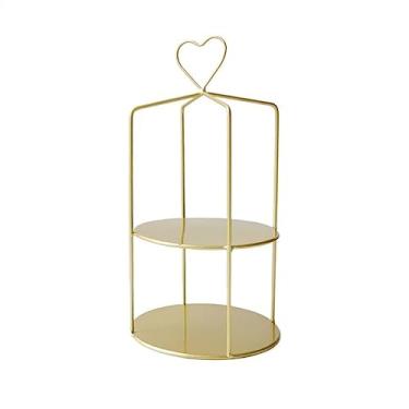 Imagem de Suporte de bolo duplo deck rack de chá da tarde decoração de festa de casamento mesa de sobremesa lanche armazenamento de bolo prateleira de bolo prato de bolo doces cupcake sobremesa prateleiras (cor