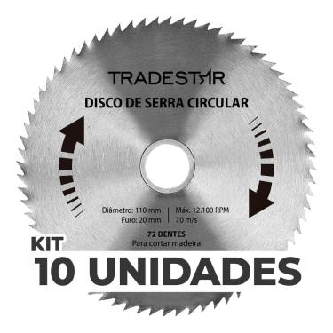Imagem de Kit 10 Discos Serra Circular 72D 110x20mm Makita