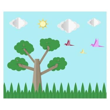 Imagem de Papel de Parede Adesivo Infantil Jardim Passarinhos Bebe Quarto - 517p