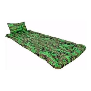 Imagem de Kit Camping Colchonete Com Travesseiro Solteiro Camuflado - Loja Braic