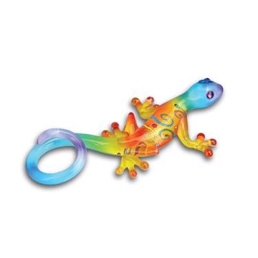 Imagem de Glass Baron Estatueta de vidro Kona Gecko, soprada à mão e esculpida com vidro aerografado e cristais austríacos, ornamento colecionável para decoração de casa mesa centro de mesa