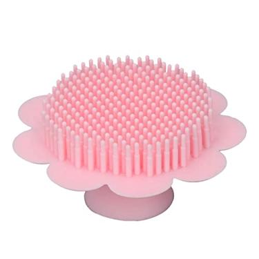 Imagem de Escova de massagem, escova de banho de bebê para limpeza de cabelo de sílica, formato de girassol para chuveiro para bebês acima de 6 meses de idade (rosa)
