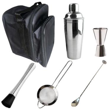 Imagem de Kit Barman Com Bolsa Colher Bailarina Coqueteleira 6Pçs C6
