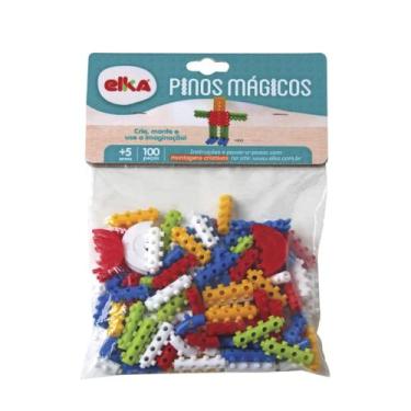 Imagem de Brinquedo Infantil Pinos Mágicos 100 Peças Coloridas para Construir e 