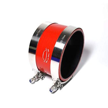 Imagem de LTI Universal 4-Ply Reforçado Alto Desempenho (95 mm) 9.5 cm ID Straight Silicone Mangueira Acoplador Com Braçadeira de Parafuso T de Aço Inoxidável 304 (9.5 cm VERMELHO)