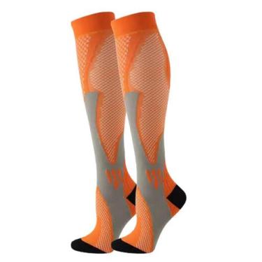Imagem de Meia De Compressão Esportiva Cano Alto 3/4 Corrida Ciclismo Para Trata