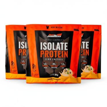 Imagem de Kit 3 whey isolado protein baunilha sache 25g proteina - NEW MILLEN