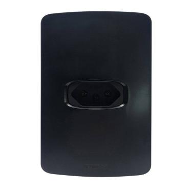 Imagem de Tomada Padrão 10A com Placa 4x2 Horizontal Gracia Maxx Alumbra Preto