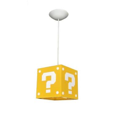 Imagem de Luminária Pendente de Teto Super Mario Interrogação - Branco - Super 3