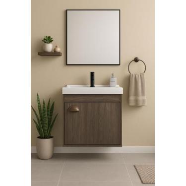 Imagem de Gabinete Armário para Banheiro 40cm MDF com Cuba CREMONA - Riverzza, M