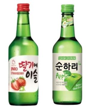 Imagem de Kit com 2 Soju Bebida Coreana Morango e Maça 360ml - Chum-Churum Lotte