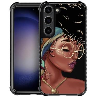 Imagem de DAIZAG Capa para Samsung Galaxy S23 Plus, capa protetora antiderrapante com absorção de choque de quatro cantos para meninas e meninos - meninas negras com óculos