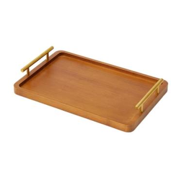Imagem de MotiveTech Bandeja de bambu para servir, prato para lanches, comida, copo, bandeja para café da manhã, 35.5 Cm X 23.5 Cm